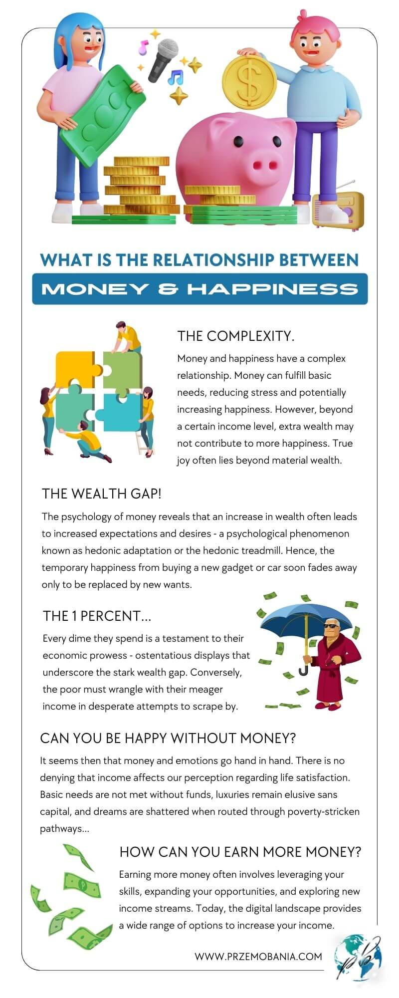 What is the relationship between money and happiness infographic