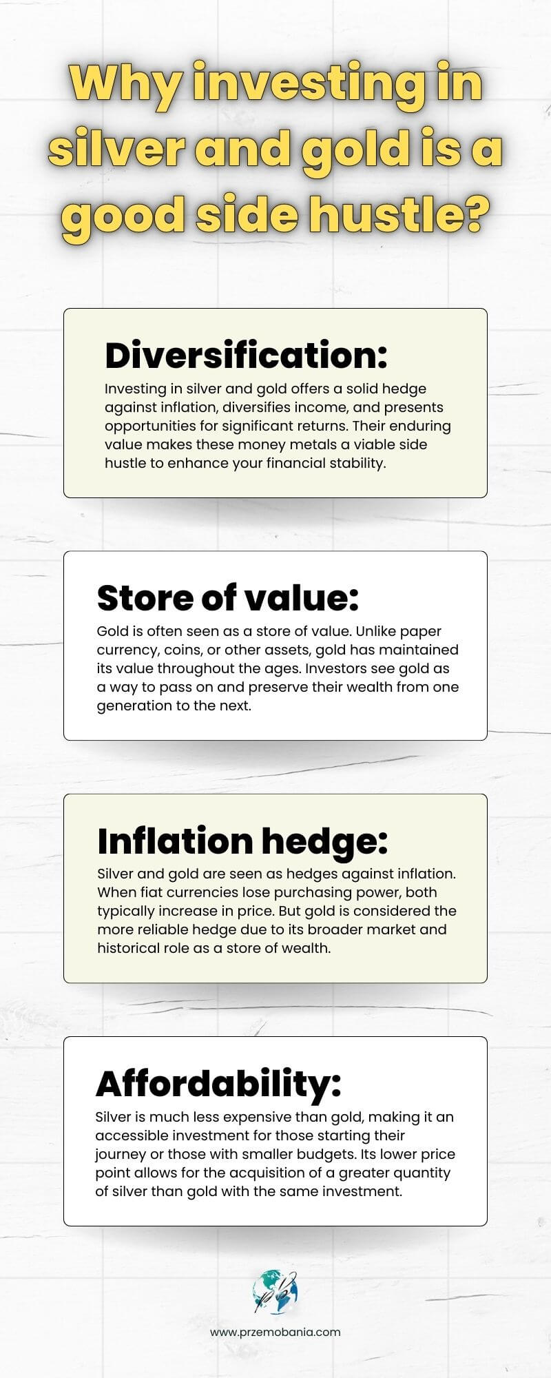 Why investing in silver and gold is a good side hustle infographic