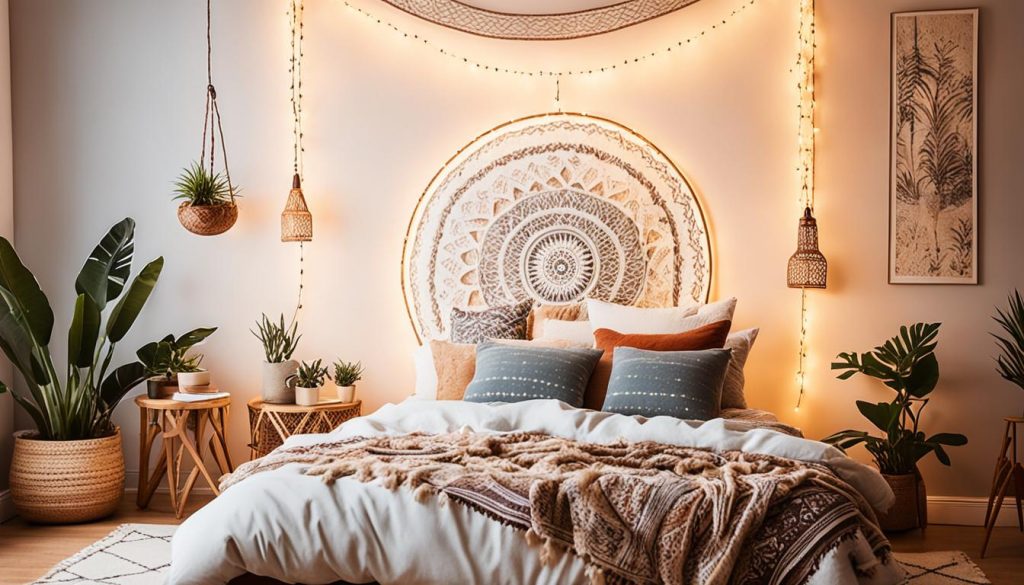 Boho bedroom lighting