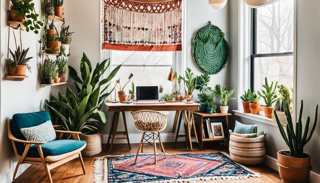 Boho office art and decor