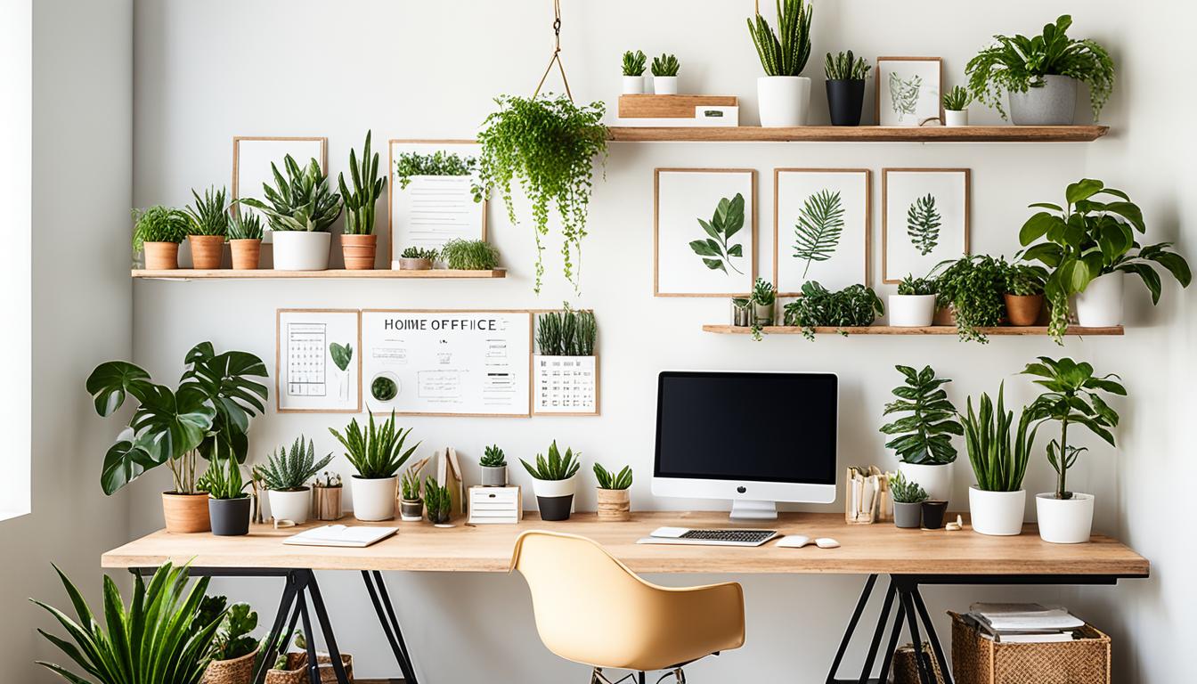 Cozy Home Office Greenery Plants