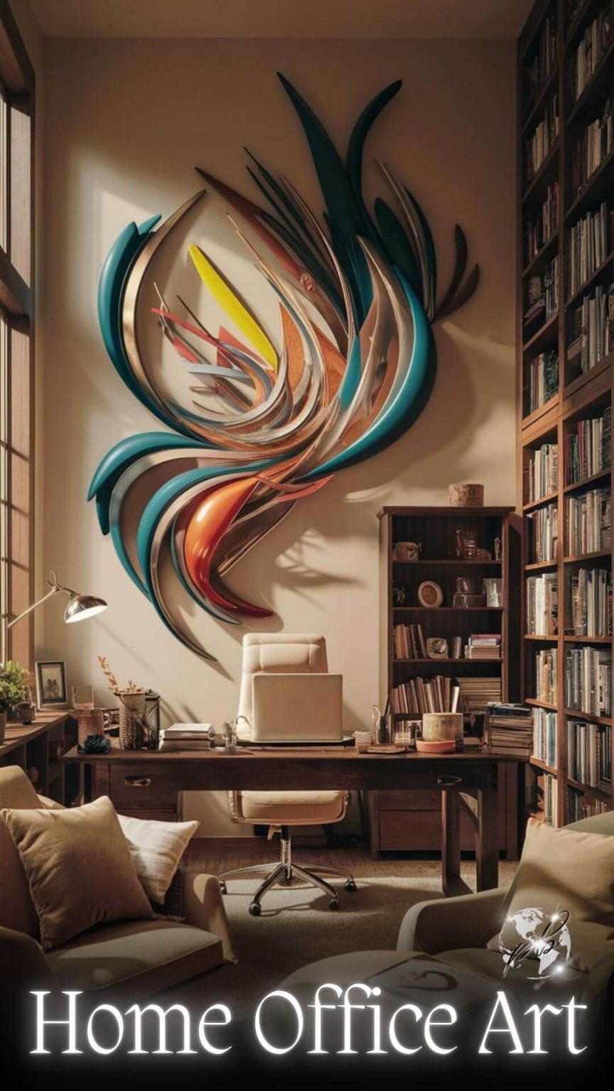 View of Inspiring Wall Art for a Cozy Home Office