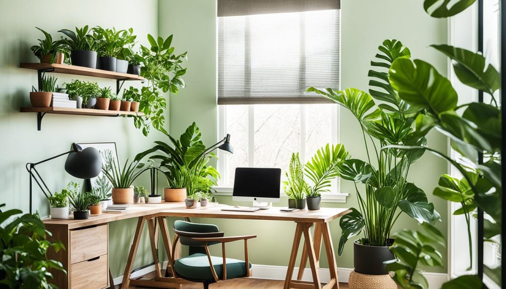 Houseplants in home office