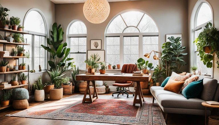 Warm and Inviting Boho Office Décor