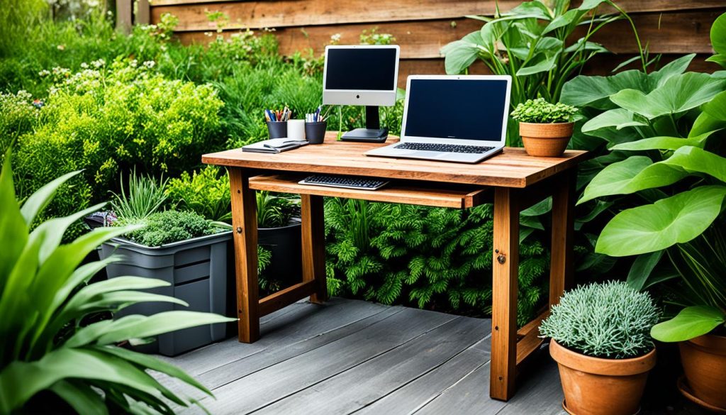 backyard desk setup