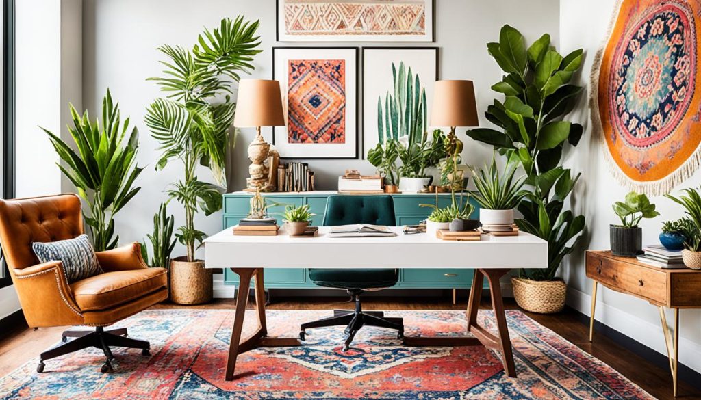 chic bohemian office décor