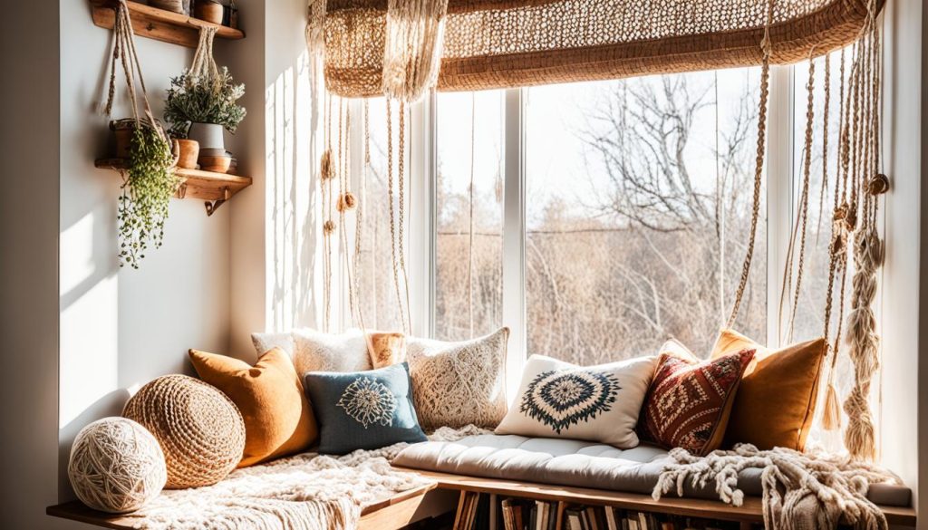 cozy bohemian reading nook