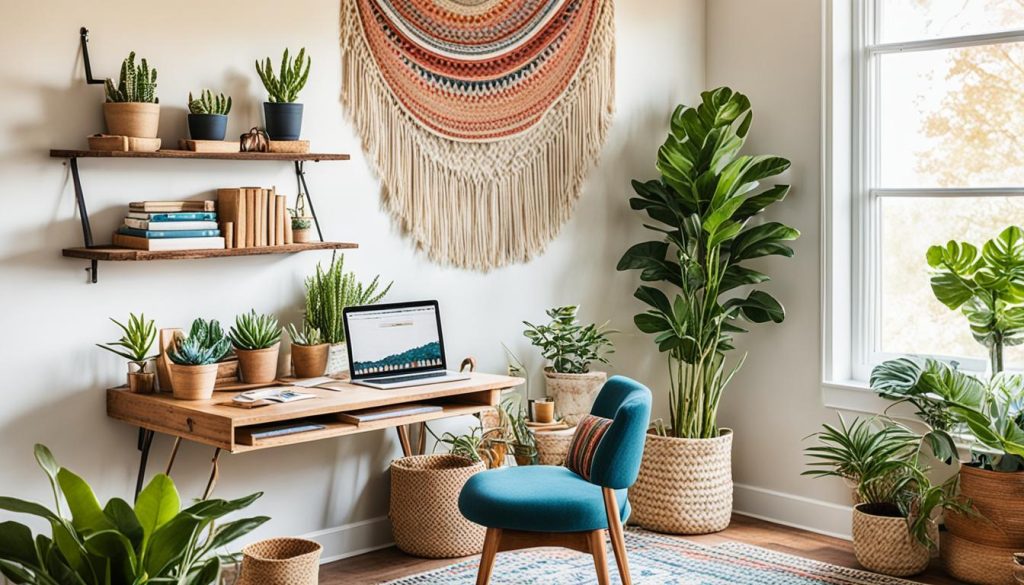 cozy boho office nook