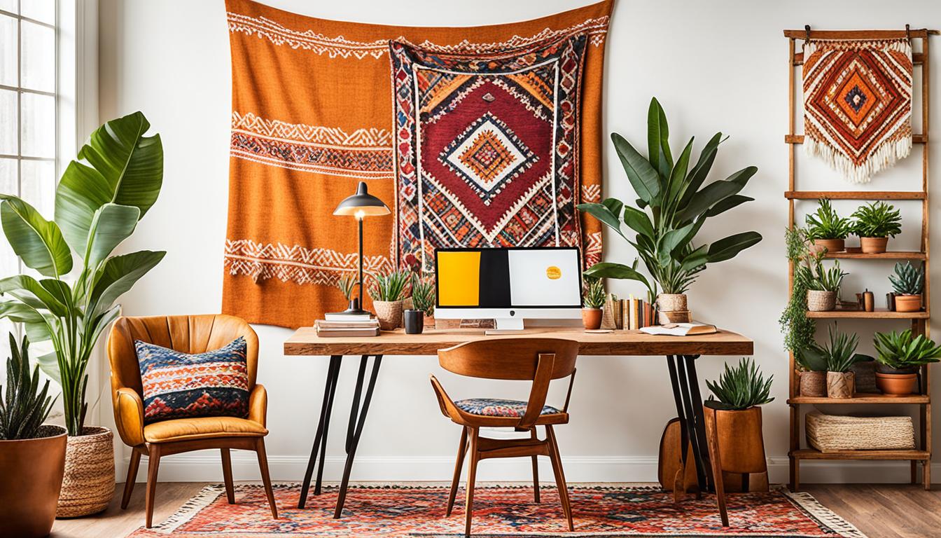Warm and Inviting Boho Office Décor