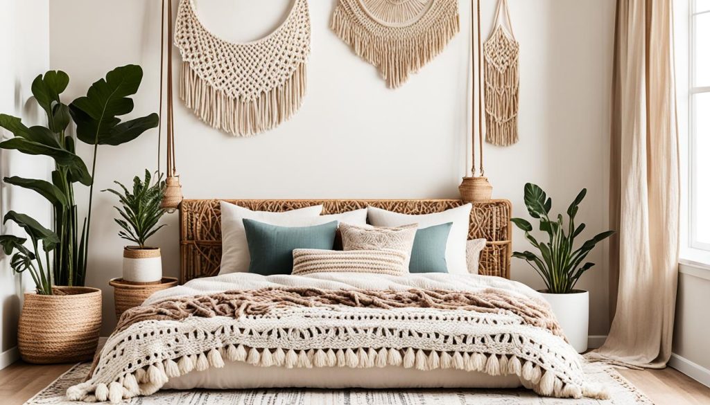 modern boho-style bedroom