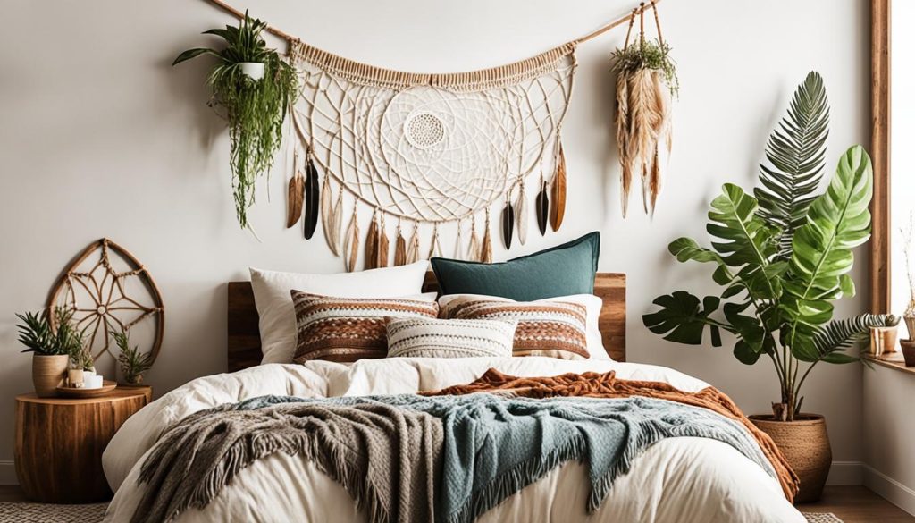 natural elements in boho bedroom