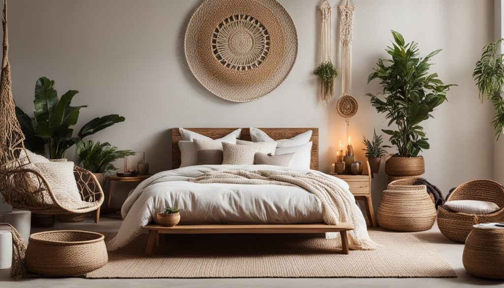 neutral bohemian bedroom