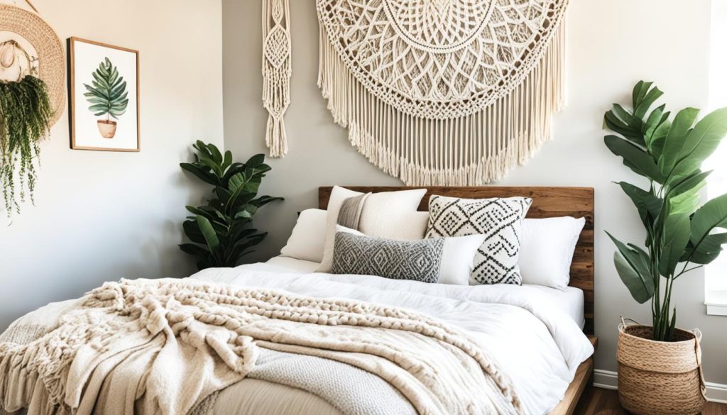 neutral bohemian bedroom