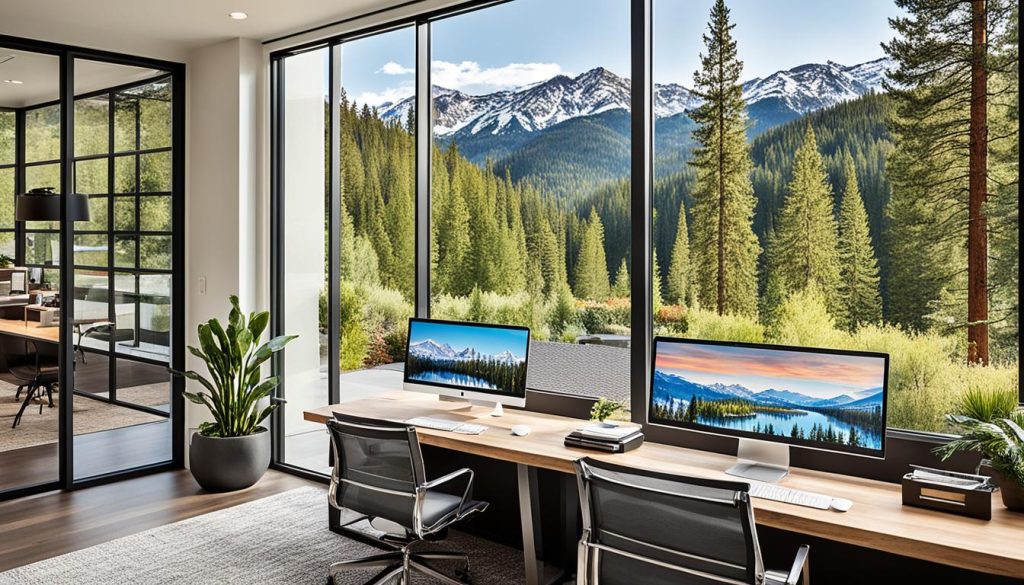 patio office with scenic views