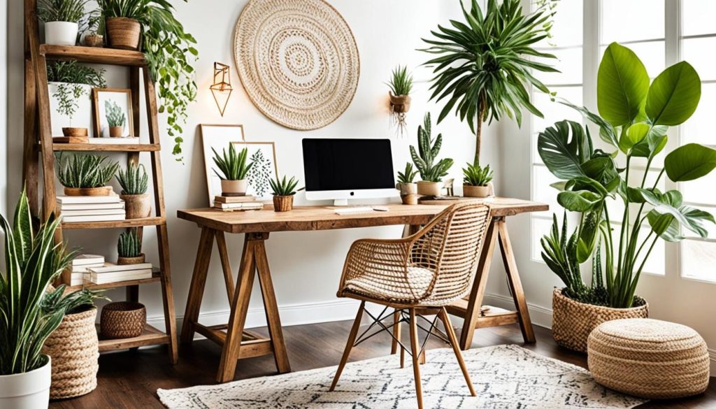 relaxing comfortable boho home office