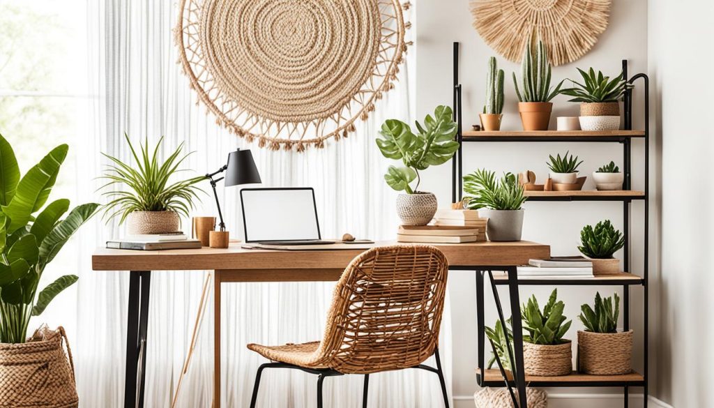 tranquil boho home office