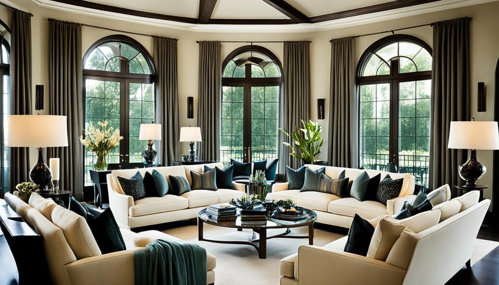 Large spaces with dramatic curtains