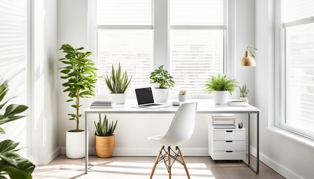 Minimalist sunroom office