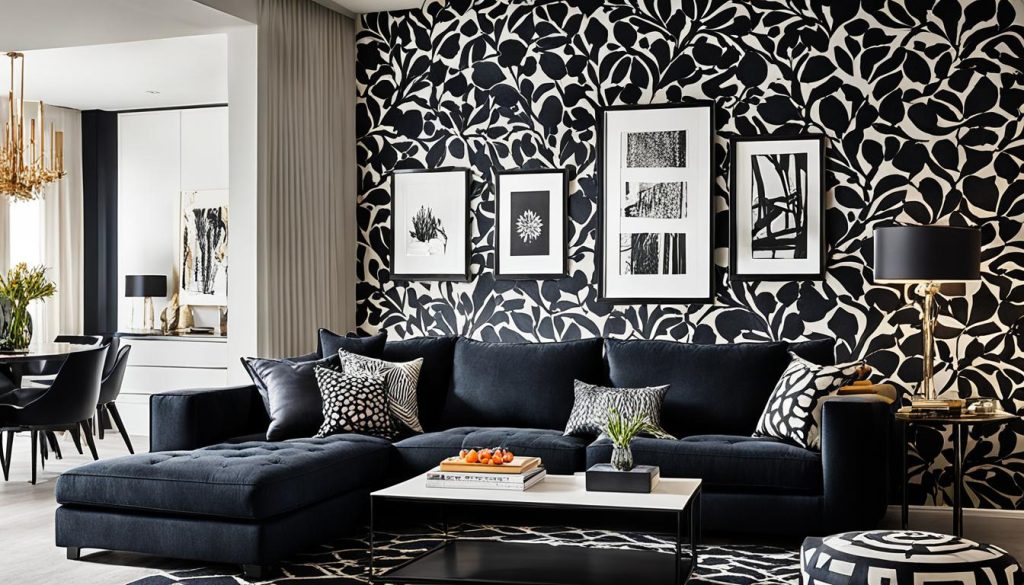 black furniture wallpaper design