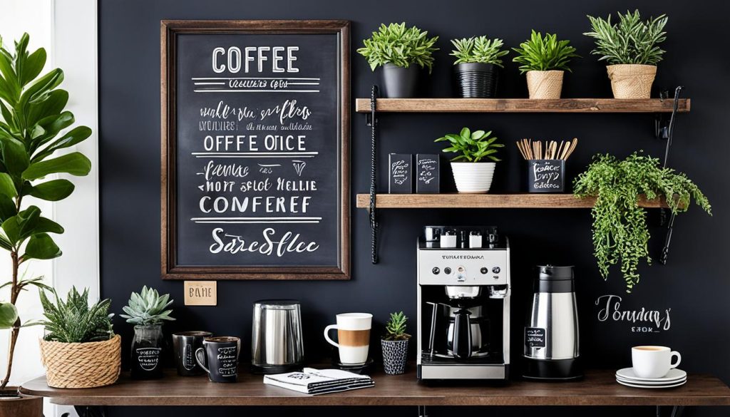 chalkboard-themed coffee station