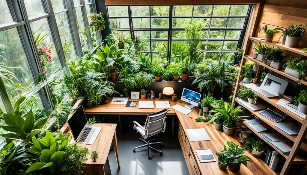 indoor plants sunroom office