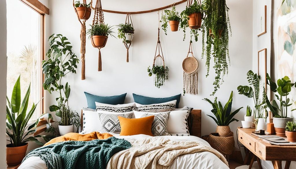 natural elements in boho bedroom