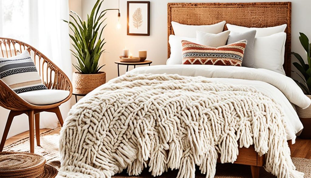 natural textures in bohemian bedroom