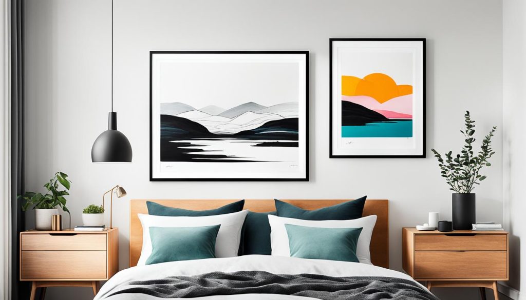 paired bedroom artwork