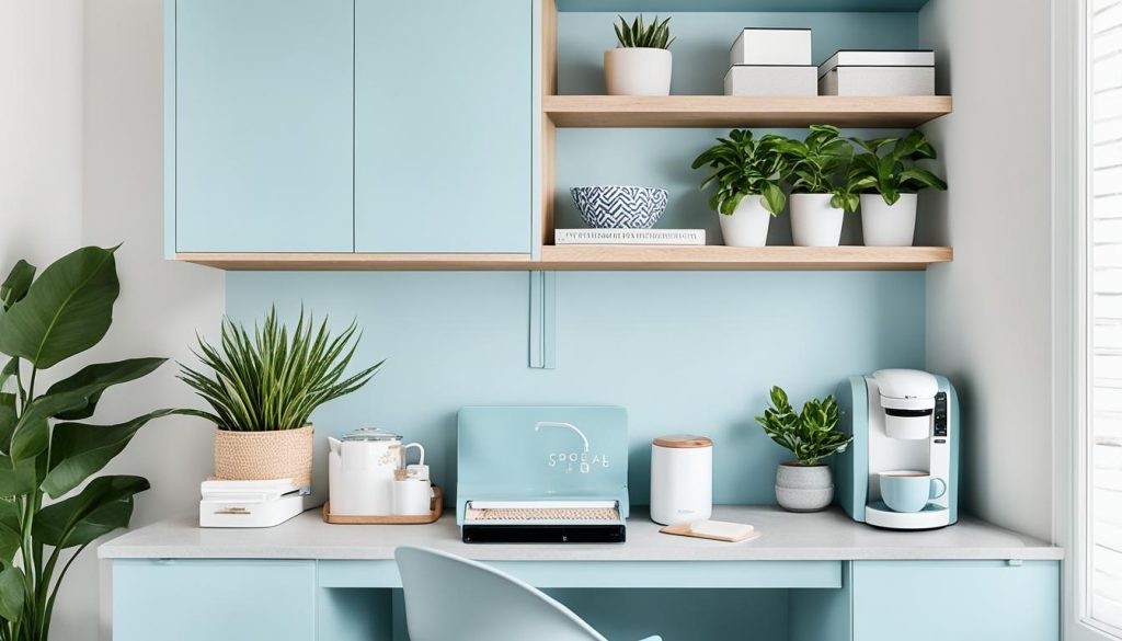 pastel blue cabinets