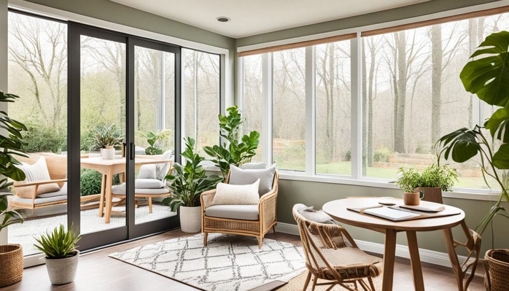 relaxing sunroom office