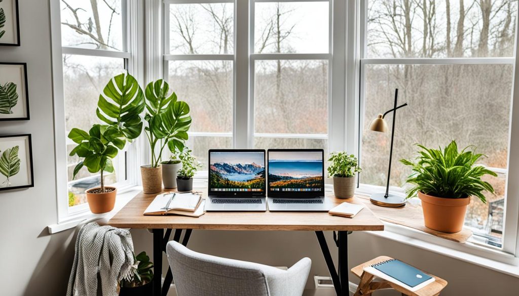 sunroom office desk placement