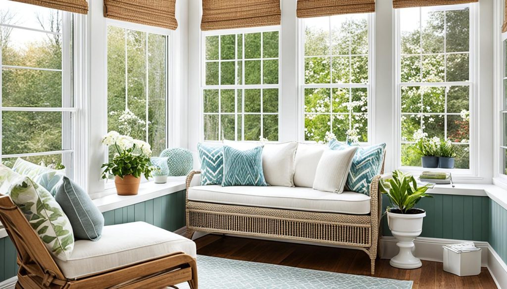 sunroom office seating area