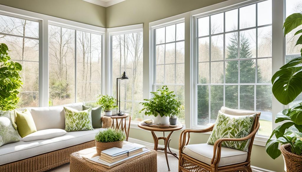 sunroom office seating area