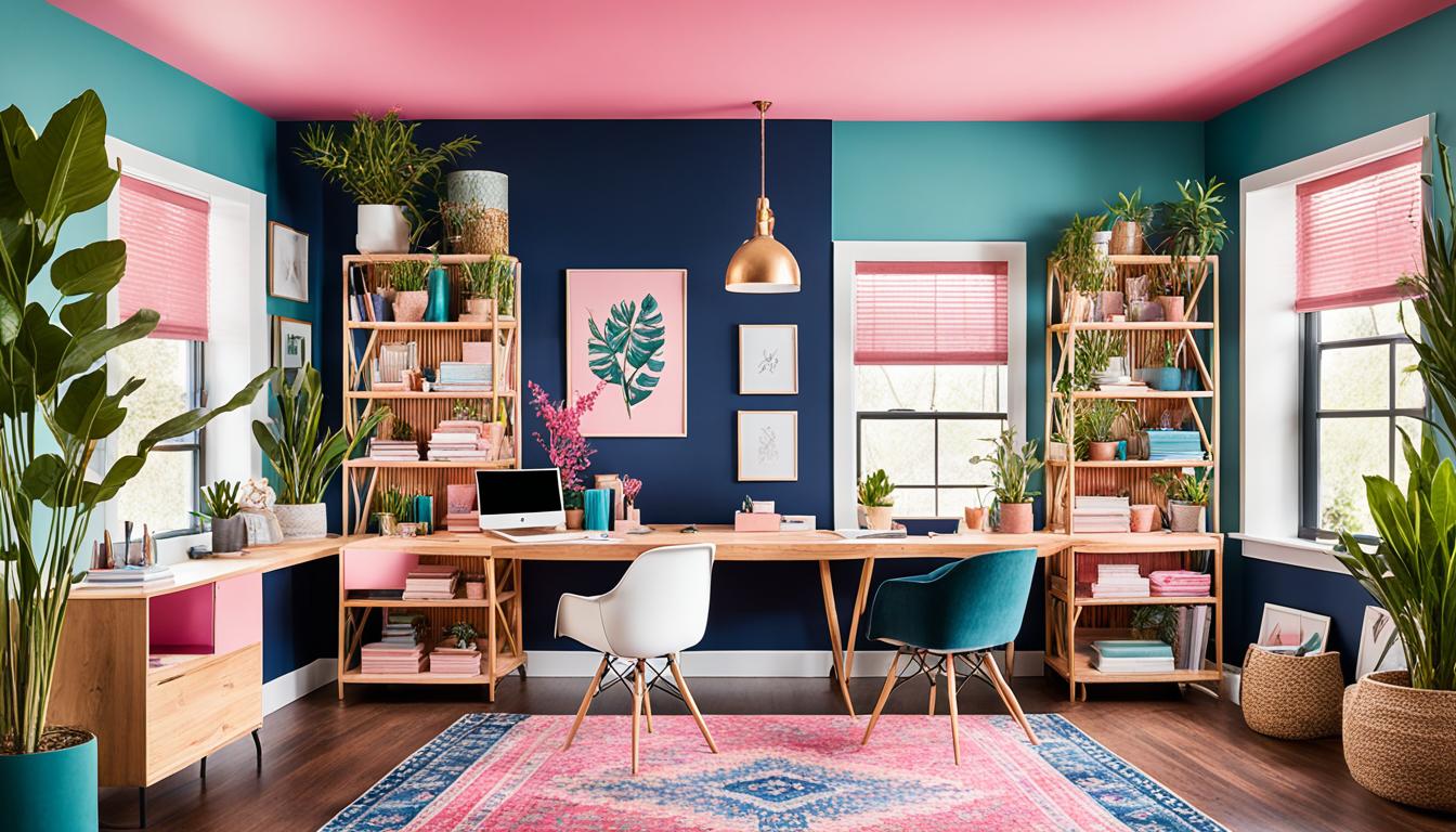 Color balance in Pink Boho Office