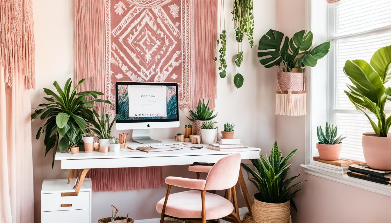 Pink Boho Home Office styling tips