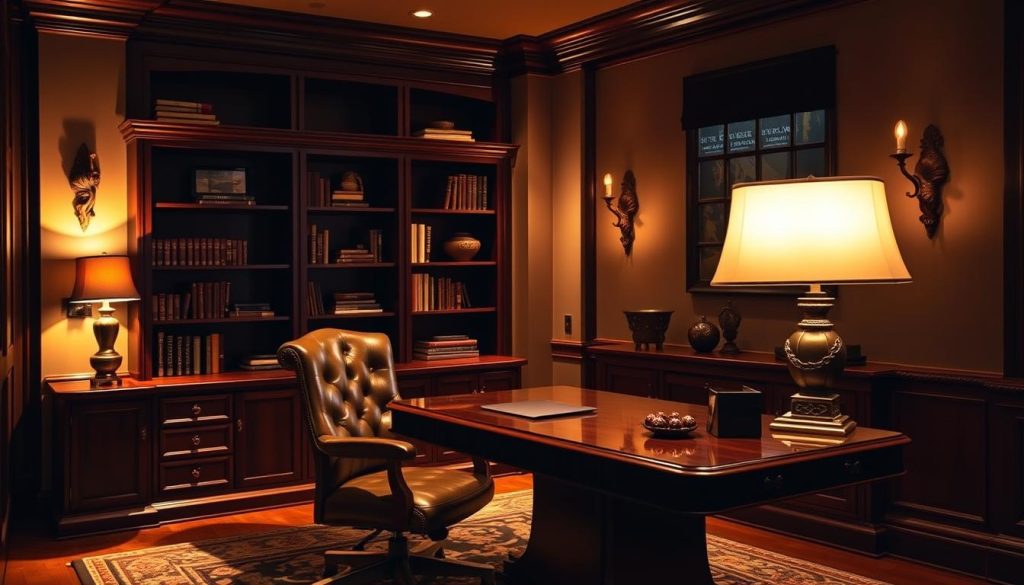 Accent lighting in a home office