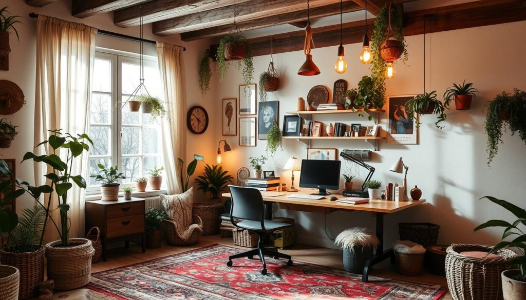 Bohemian home office lighting