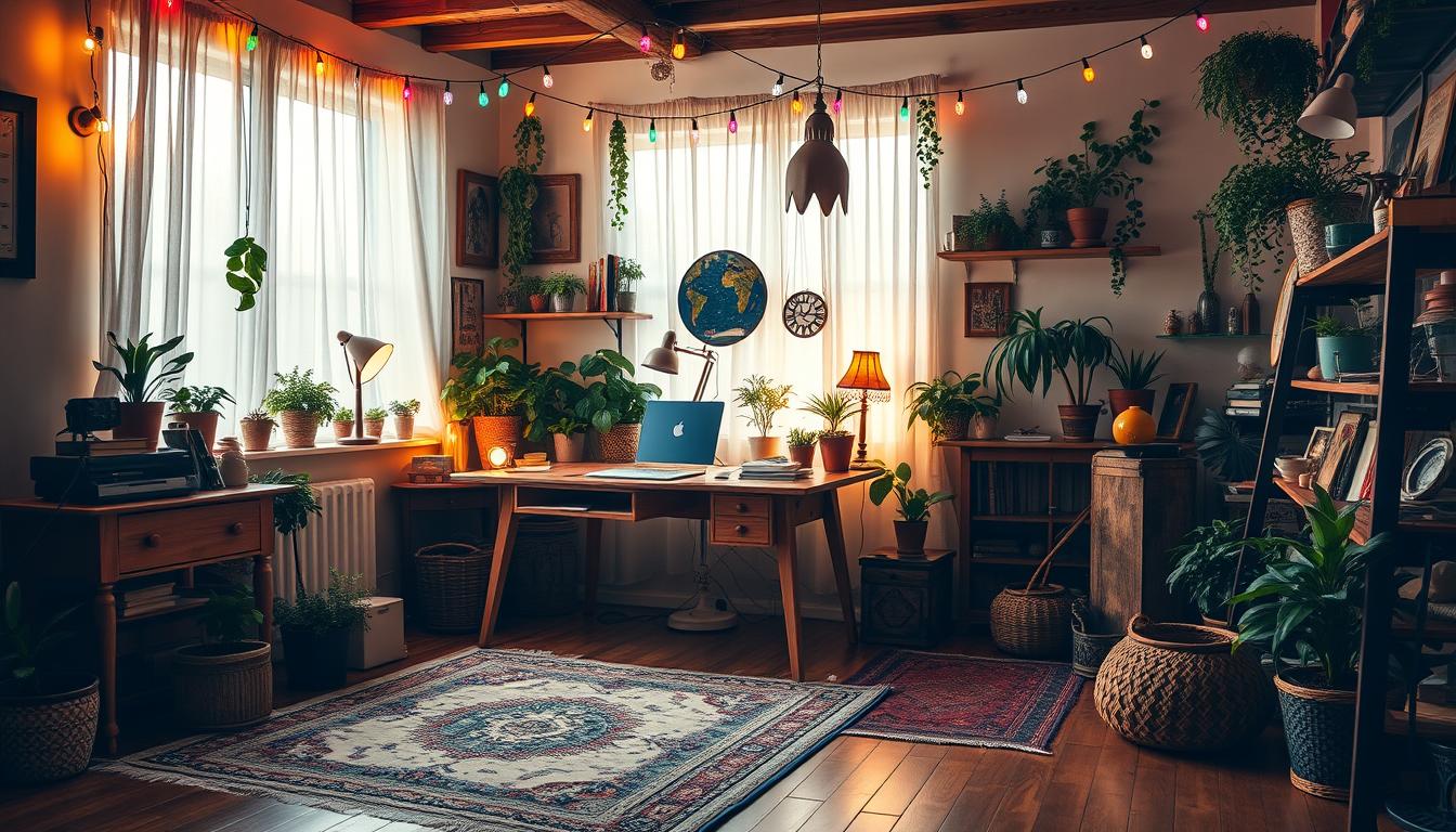 Bohemian home office lighting tips