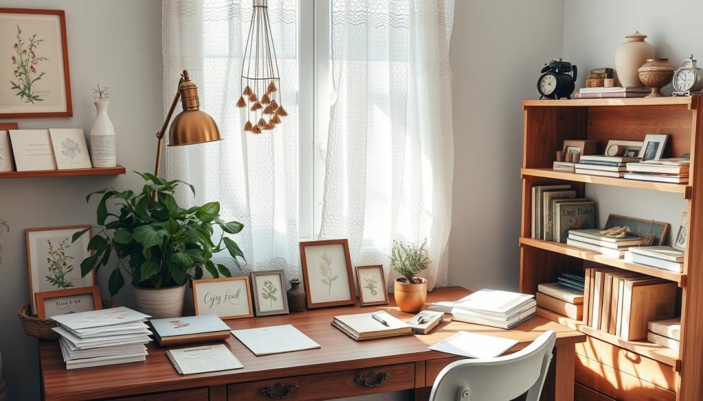 Cottagecore desk organization