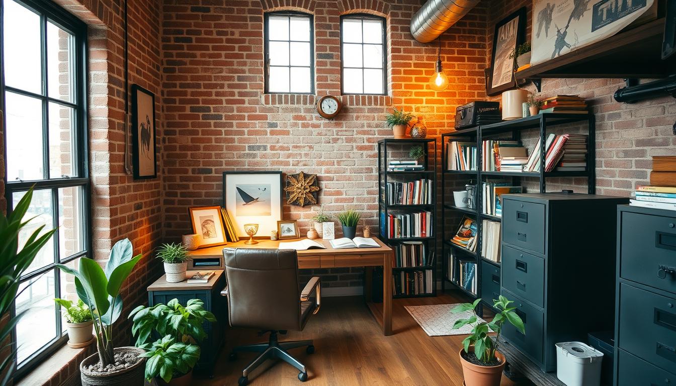 Cozy industrial home office ideas