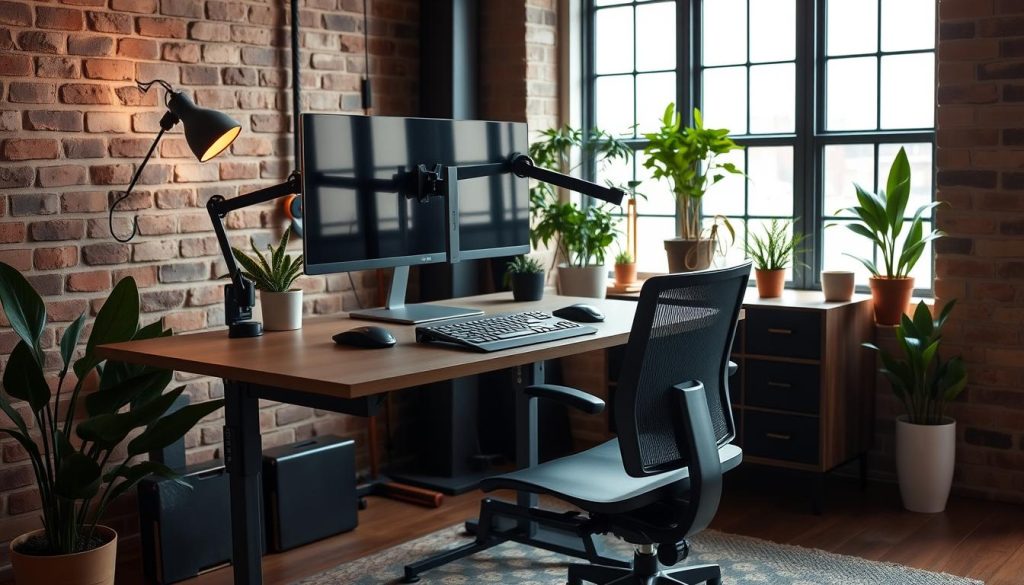 Ergonomic desk setup