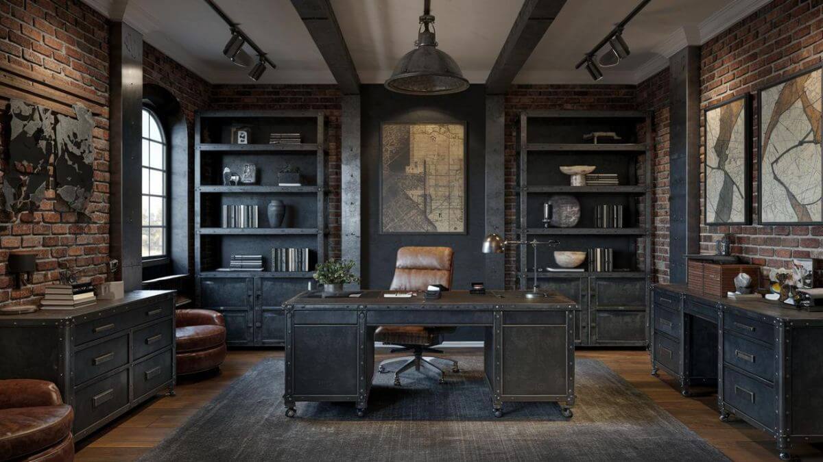 Home Office Aesthetics for Masculine and Feminine Décor - Industrial Home Office