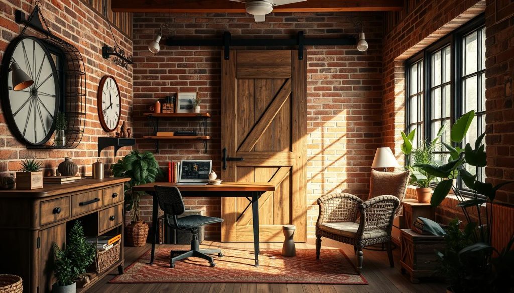 Reclaimed and Repurposed Materials in Rustic Home Office