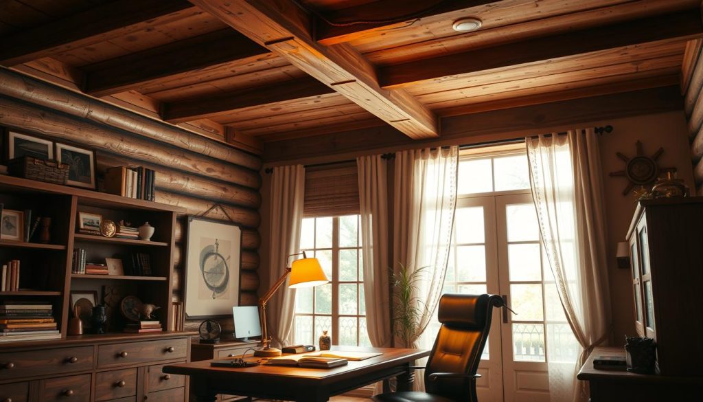 Rustic home office lighting