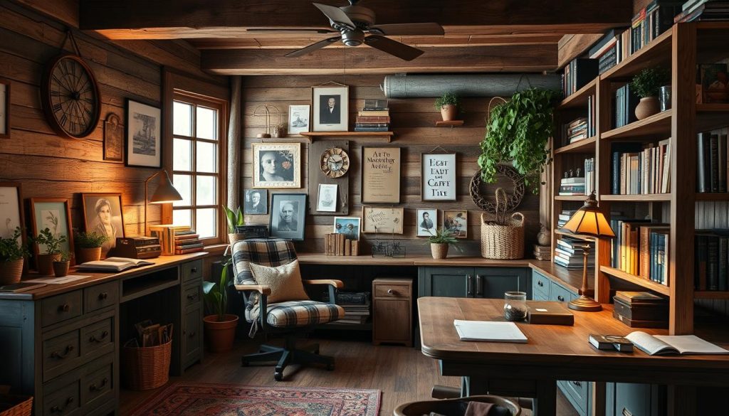 Rustic home office organization