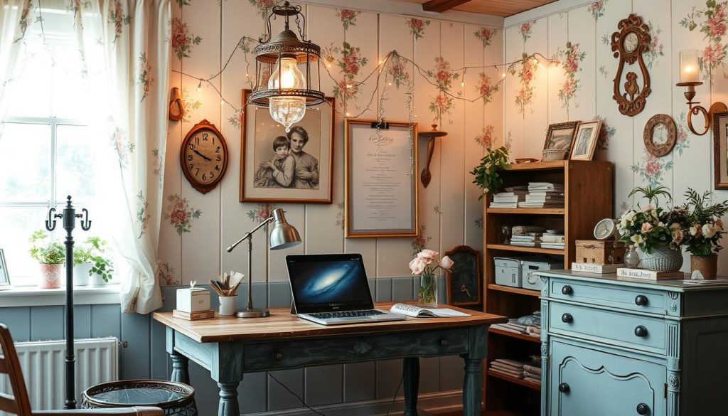 Shabby chic home office lighting