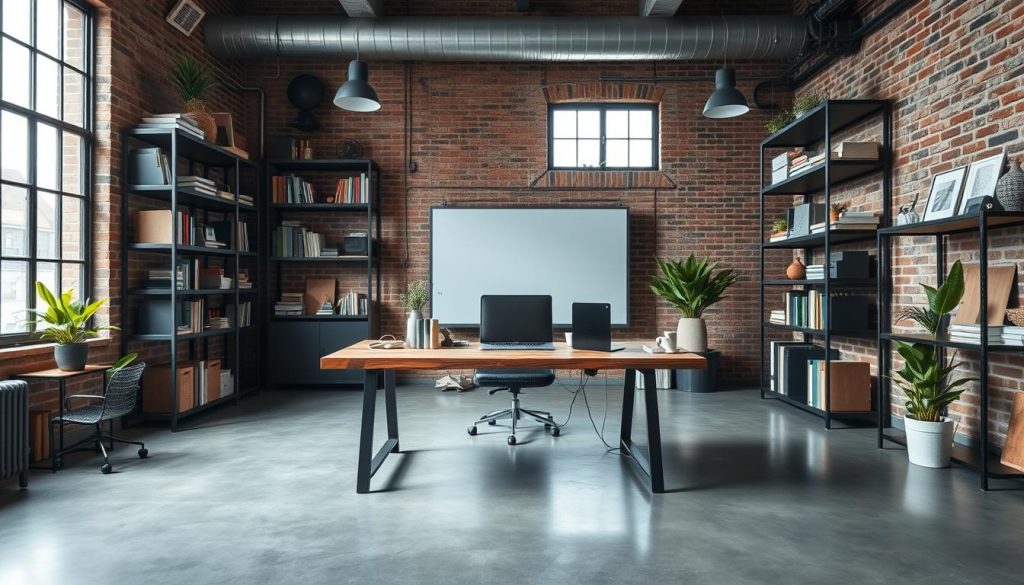 clutter-free industrial home office