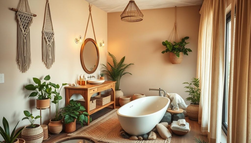 earthy bohemian bathroom