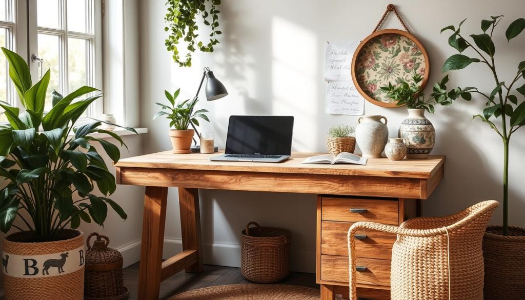 natural materials for cottagecore desk