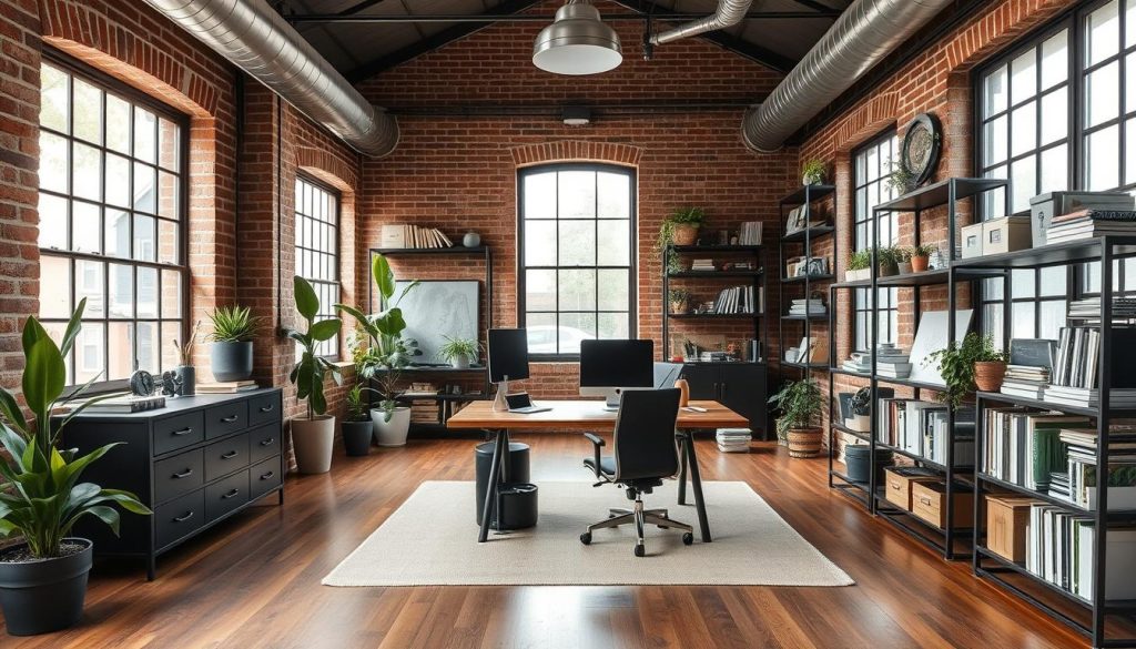 open floor plan home office